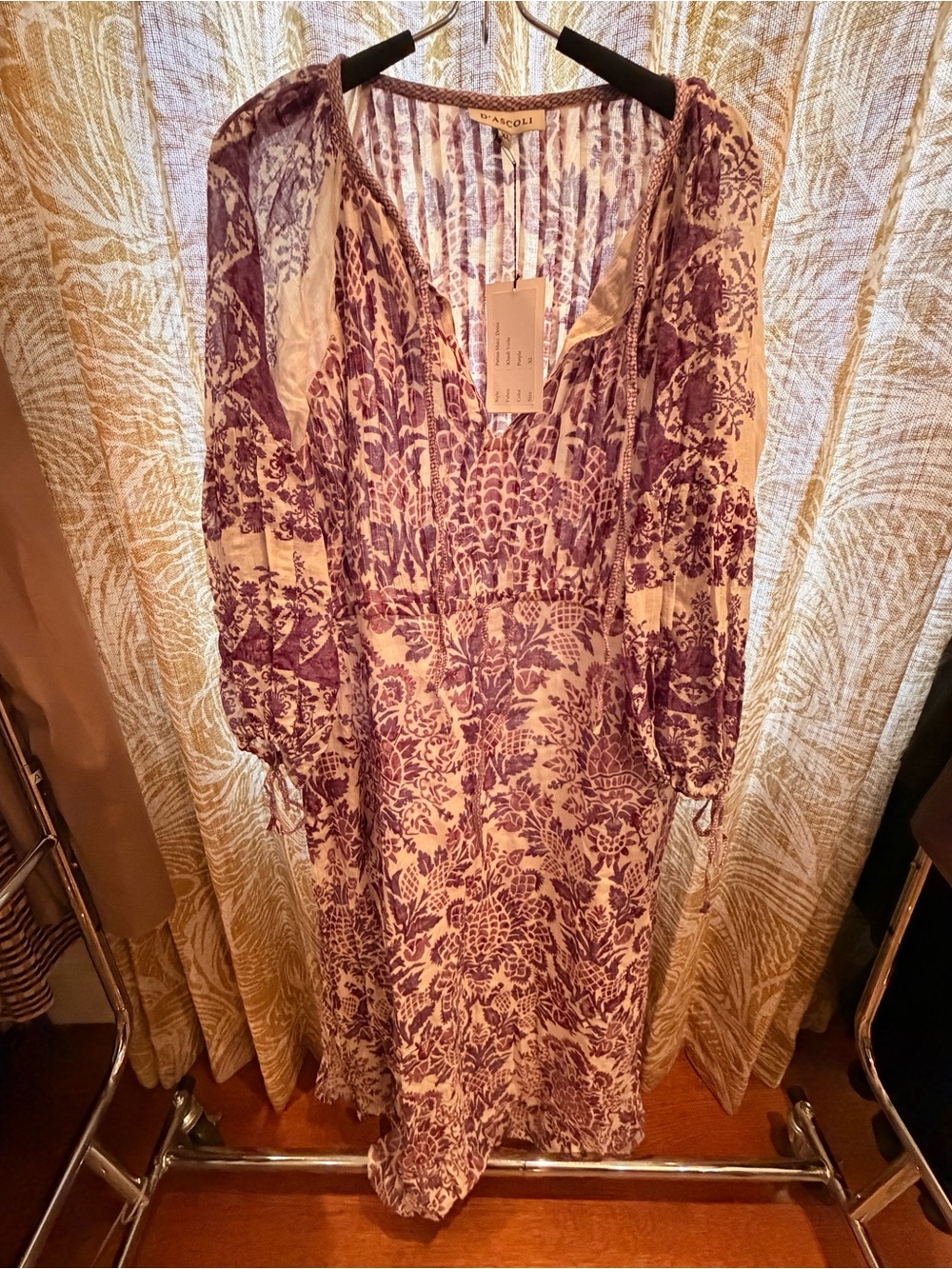 Violet Floral Long-Sleeve Maxi Dress by